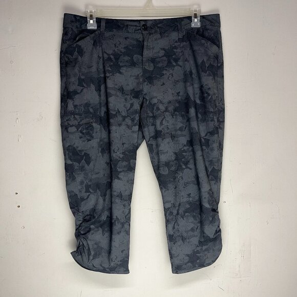 Eddie Bauer Adventurer Capri Pants Women's 16 Gray Camo Lightweight Hiking - Picture 1 of 7